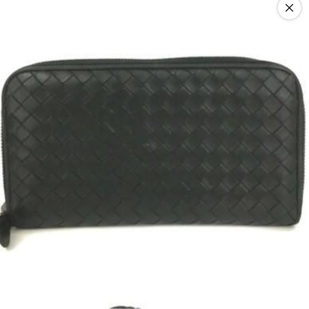 Bottega Vaneta Leather Woven Zip Wallet